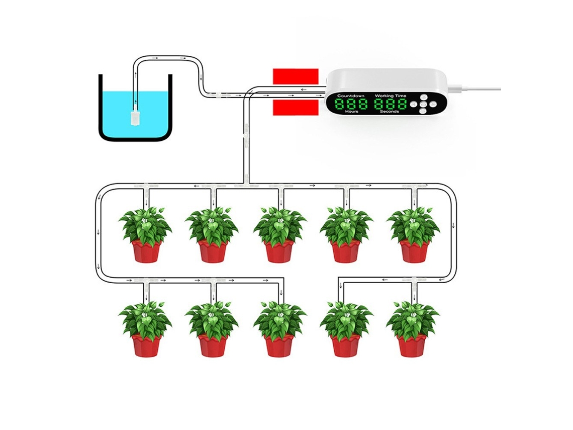 Dispositivo de Rega Automático Inteligente Controlador Cronometrado Waterer Jardim Terraço Sistema de Irrigação Por Gotejamento para 10-20 F Branco