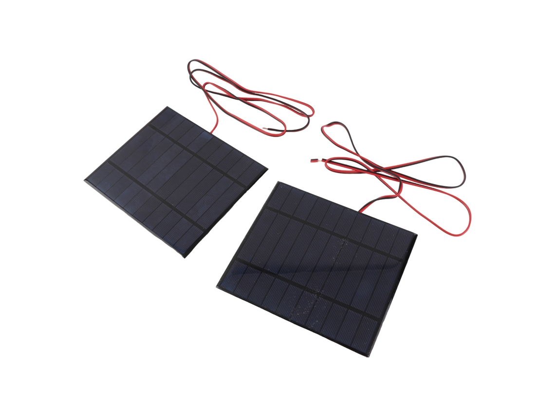 2 Peças Painel Solar De Silício Policristalino Módulo De Potência 5v 500ma Com Cabo De 100cm Epóxi