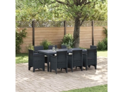 Vidaxl Conjunto De Jantar Para Jardim 9 Unid. Antracite Polipropileno