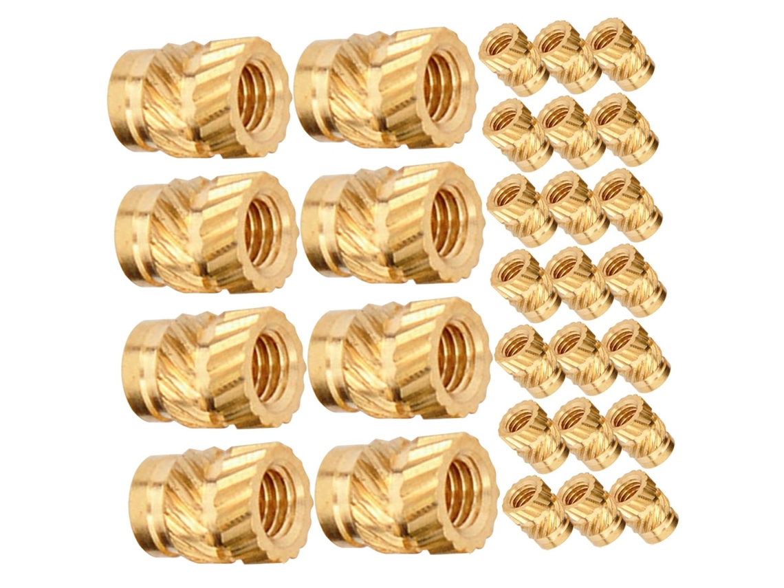 100 Porcas De Inserção Recartilhadas Latão M3 0,57x0,46x0,46 Cm