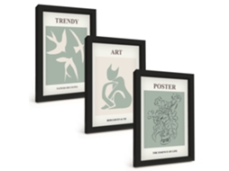 Composição De Quadrosilustrações Elegantes De Matisse Moldura Preta Imagens Para Um Quarto Infantil Espelharte (3 Peças 20x30 Cm)