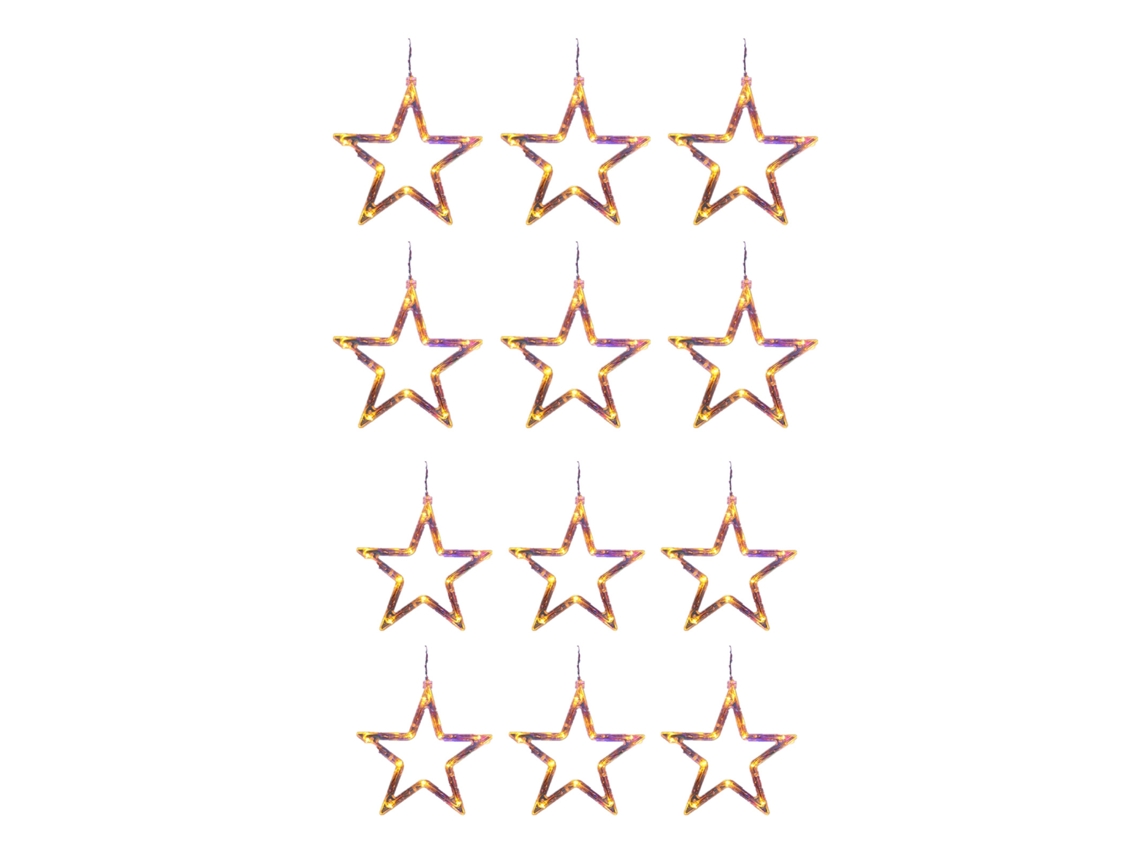 Laxiscreed Luz De Cortina Led Estrela Quente Ip44 12 Pecas Para Decoração | Iluminação Ambiental