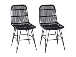 Cadeira de Jantar 2 Pcs Preto 41x55x85 Cm Rattan e Aço MAISON EXCLUSIVE