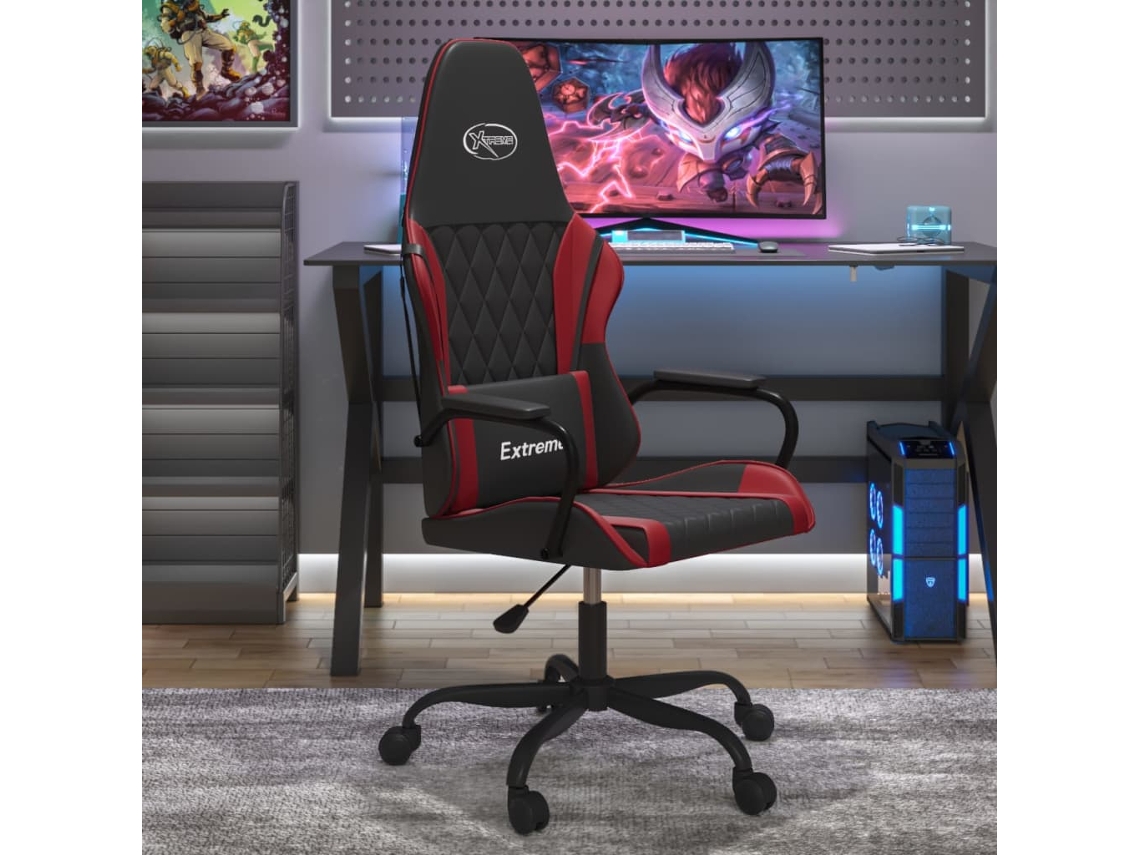 Vidaxl Cadeira Gaming Couro Artificial Preto E Vermelho Tinto
