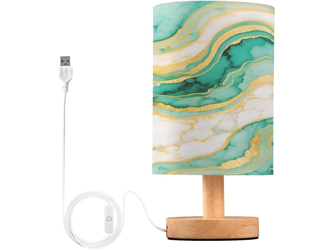 Abajur De Cabeceira Colorido Em Mármore Para Quarto, Abajur De Cabeceira Led, Luminária De Leitura Com Portas Usb E