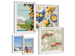 Galeria De Pinturas Murais Padrões Florais Em Londres, Tóquio E Dublin Moldura Branca Pinturas De Quarto Espelharte (conjunto De 5 Imagens)