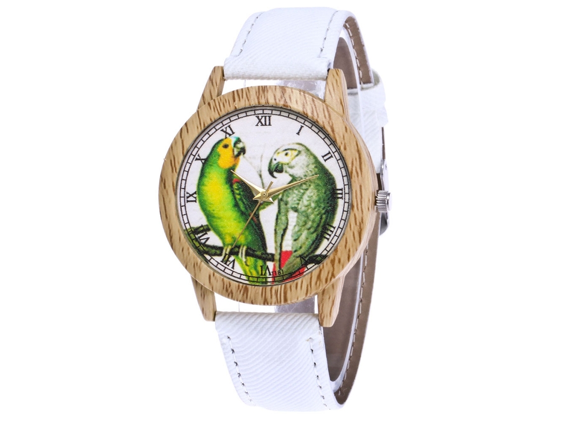 Relógio de Pulso Casual de Quartzo com Pulseira de Couro Cowboy Branco Zhoulianfa