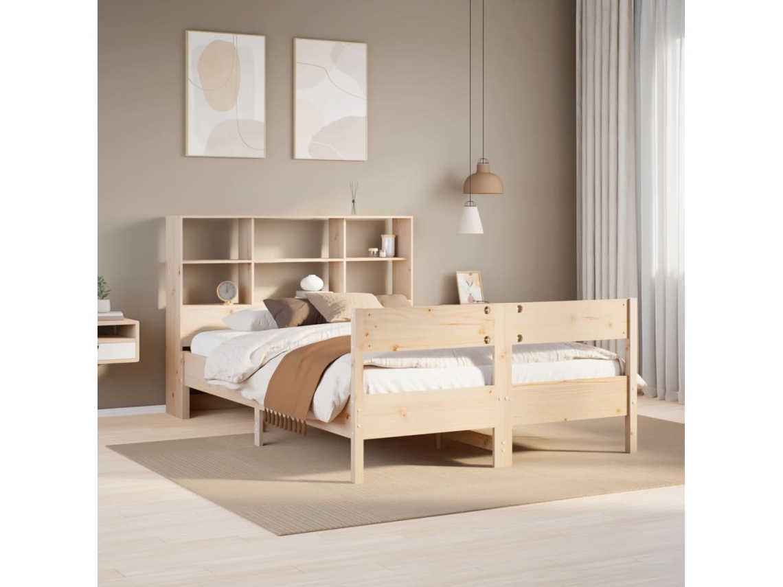 Cama Com Estante Sem Colchão 135x190 Cm Pinho Maciço