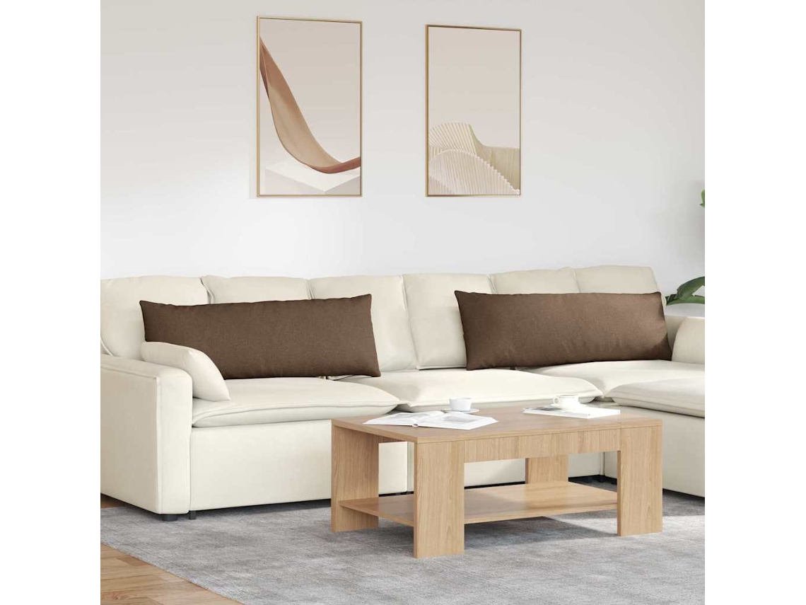 Vidaxl Travesseiros De Sofá 2 Unid. Tecido Castanho 120 X 40 Cm
