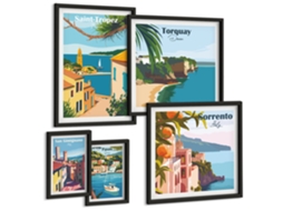 Um Conjunto De Imagens Decorativas Em Uma Moldura Padrões Abstratos Azuis Moldura Preta Fotos Para O Escritório Espelharte (conjunto De 5 Imagens)