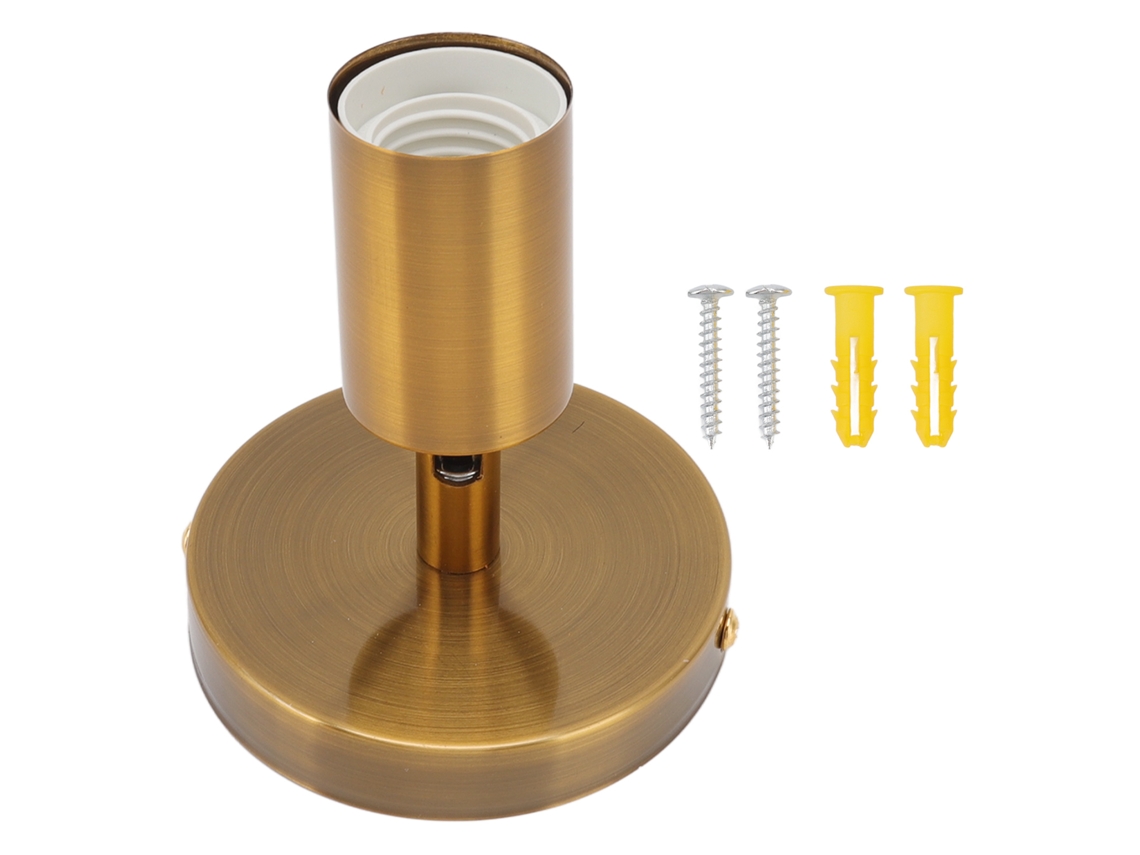 Base de lâmpada de parede ajustável 180° ferro E27 E26 para quarto sala de estar dourado | S/MARCA