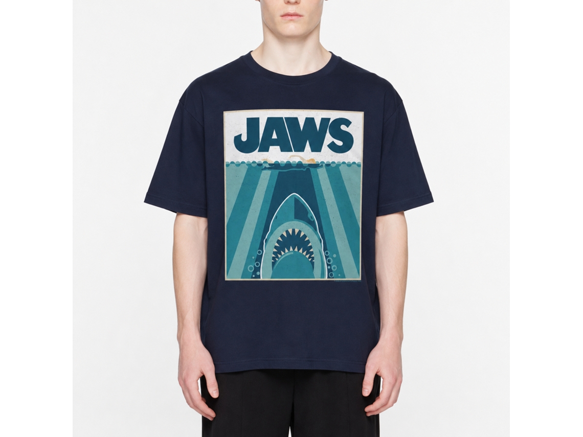 Rockinstone Jaws Movie Jaw5441 Navy Adult T-shirt Size:l