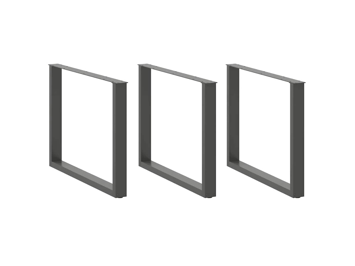 Vidaxl Pés Para Mesa De Jantar Em Formato De U, 3 Peças, Antracite, 100x(72-73) Cm, Aço