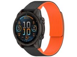 Bracelete para Garmin Silicone magnético com listras verticais preto e laranja XIAOMOYU (26mm)