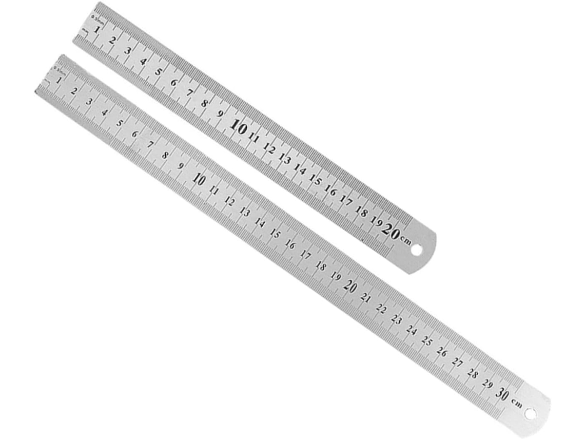 Régua Dupla De Aço Inoxidável (2 Peças) Para Escritório E Desenho,
