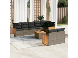 Pcs Conjunto Sofás P/ Jardim Com Almofadões Vime Pe Cinzento Dkd Home Decor