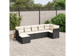 Vidaxl 7 Pcs Conjunto De Sofás P/ Jardim C/ Almofadões Vime Pe Preto