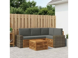 Vidaxl Conjunto De Sofás Para Exterior 5 Unid. Natural E Antracite