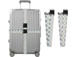 Conjunto De 2 Cintas Bagagem Com Estampa Flocos Neve Azuis, Ideais Para Malas De Viagem Cintas Ajustáveis E Resistentes
