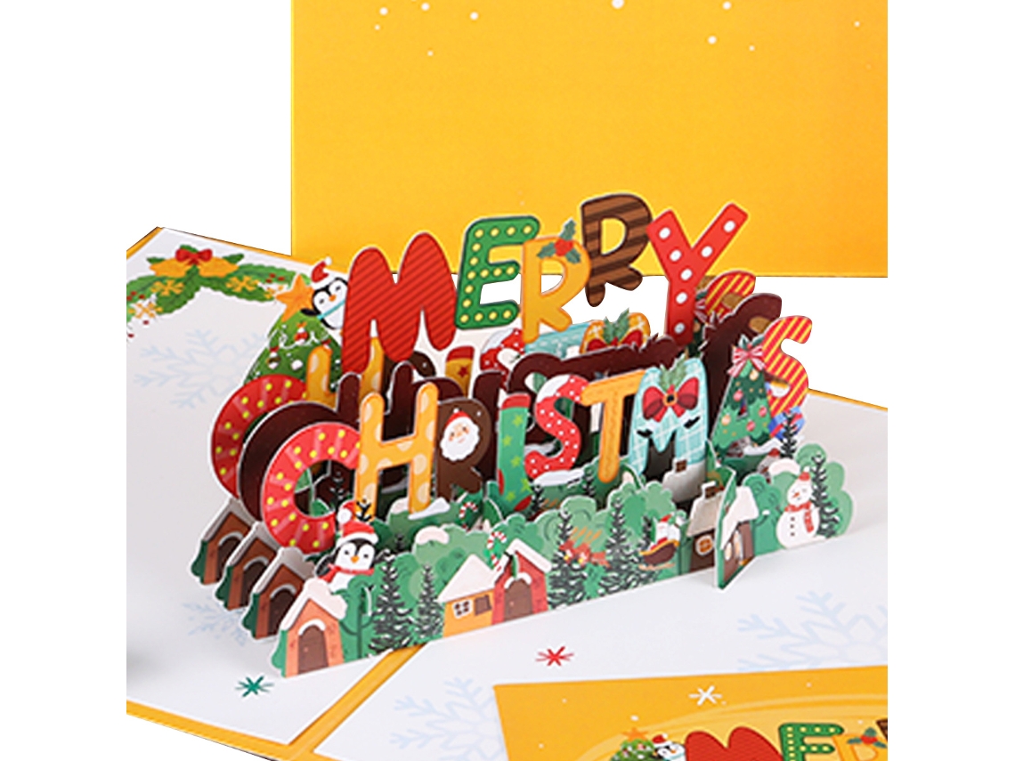 Cartão Pop Up de Feliz Natal Cartão 3D Artesanal com Envelope NEVEANCE