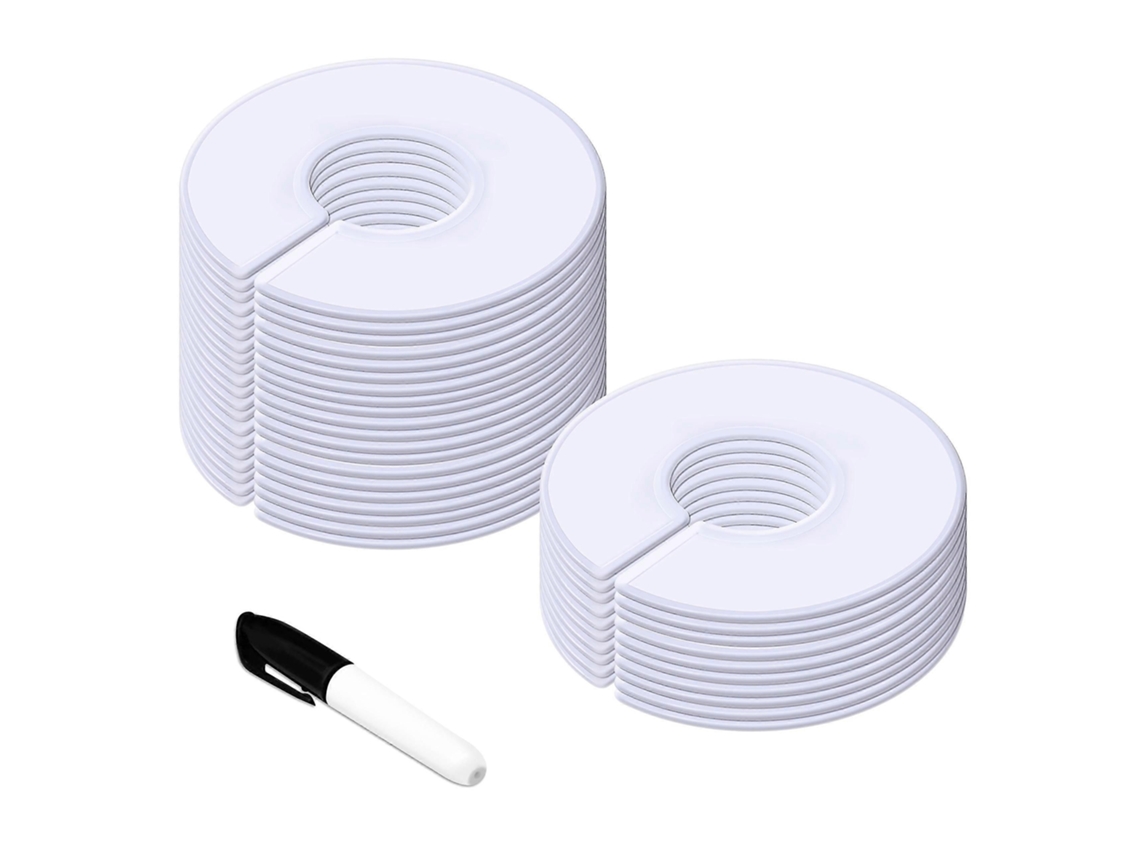 Pacote Com 30 Divisórias De Cabide Redondas Brancas, 9cm Externo E 35cm Interno