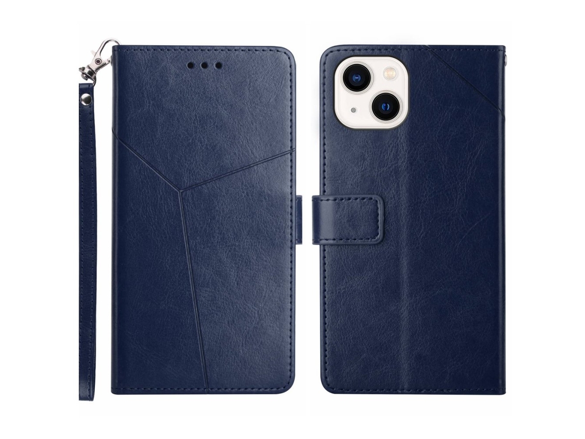 Capa Quedas Para Iphone 15 Plus Pele Sintética Azul
