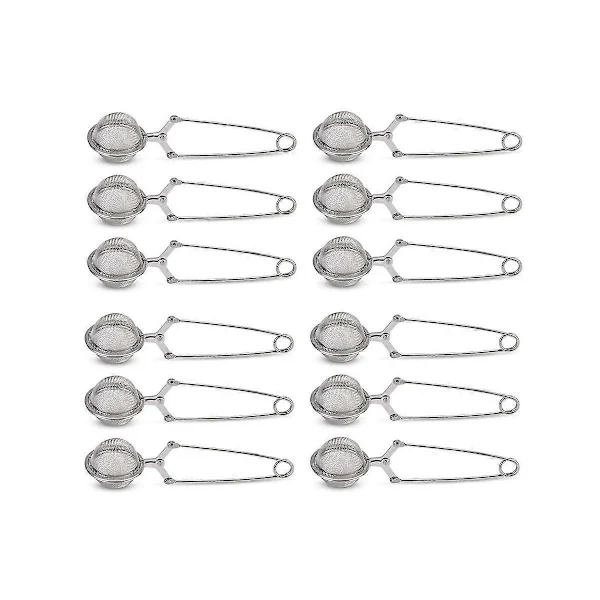 Conjunto Com 12 Infusores De Chá, Feito De Aço Inoxidável Alta Qualidade Com Cabo, Adequado Para Folhas De Chá Soltas, Malha Fina