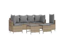 Conjunto de 5 Sofás para Jardim com Almofadões Vime Pe Bege MAISON EXCLUSIVE (5 pcs)