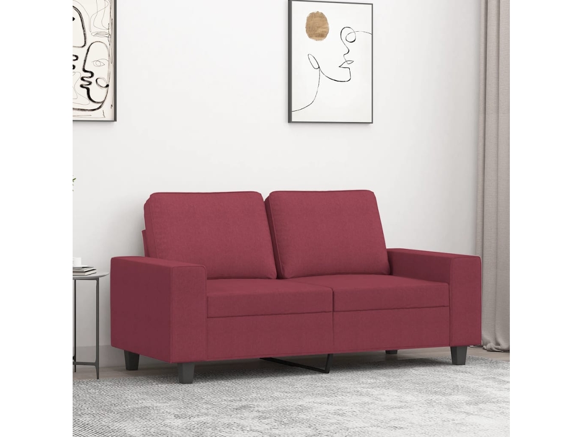 Vidaxl Sofá De 2 Lugares Tecido 120 Cm Vermelho Tinto