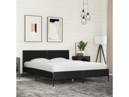 Vidaxl Estrutura De Cama 150x200 Cm Derivados De Madeira/metal Preto