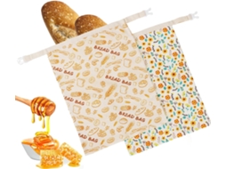 Conjunto De 2 Sacos Reutilizáveis Para Conservar Pão Caseiro, Em Cera De Abelha, 43 × 33 Cm, Com Armazenamento Respirável E Reutilização Diária
