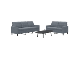 Vidaxl 2 Pcs Conjunto De Sofás Com Almofadões Veludo Cinzento-escuro