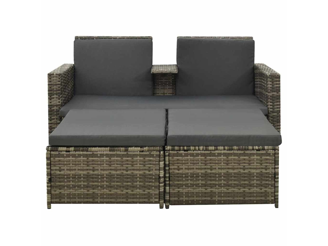 Conjunto de 3 Pcs Lounge de Jardim com Almofadões Vime Pe Cinzento MAISON EXCLUSIVE