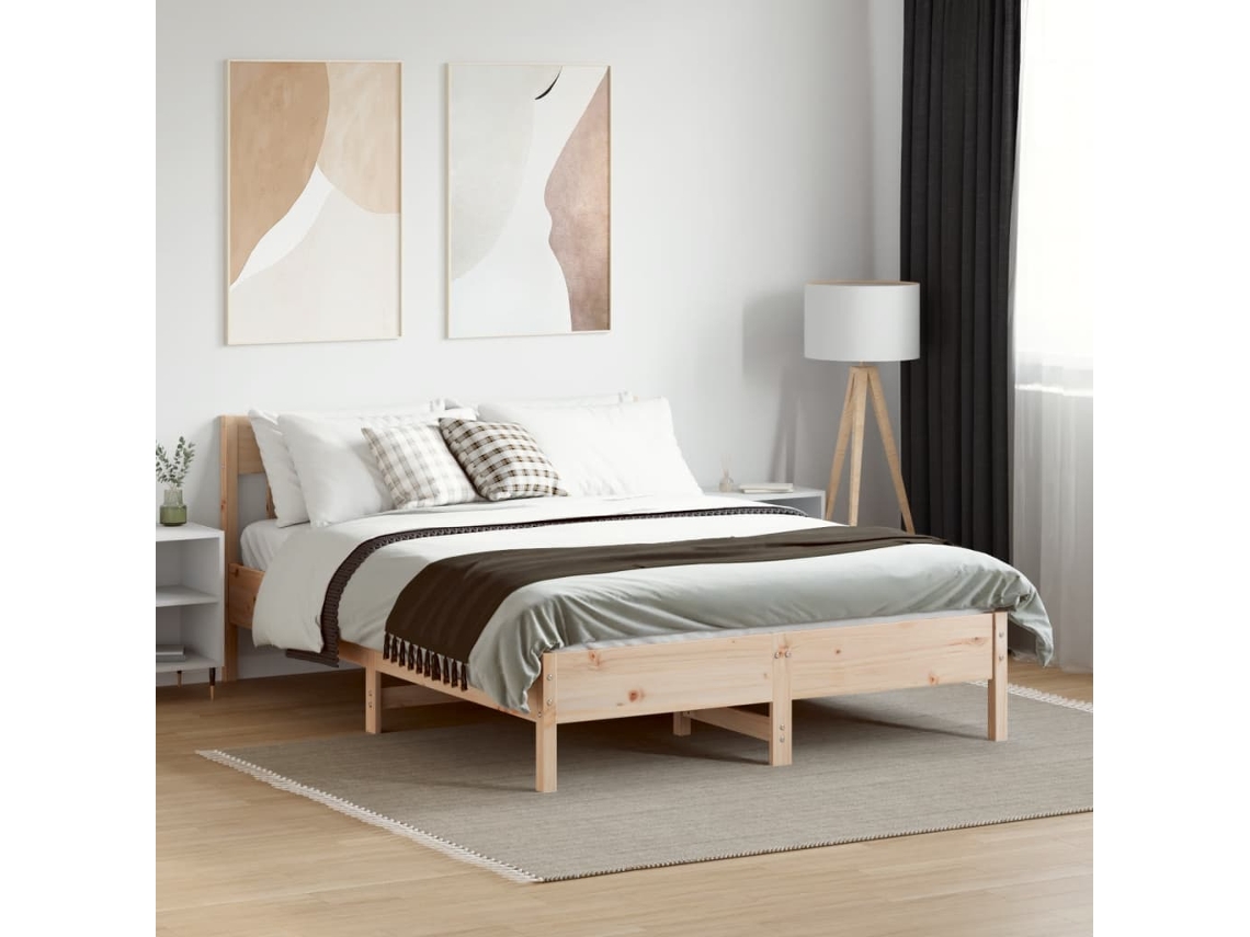 Cama Sem Colchão 160x200 Cm Madeira De Pinho Maciça