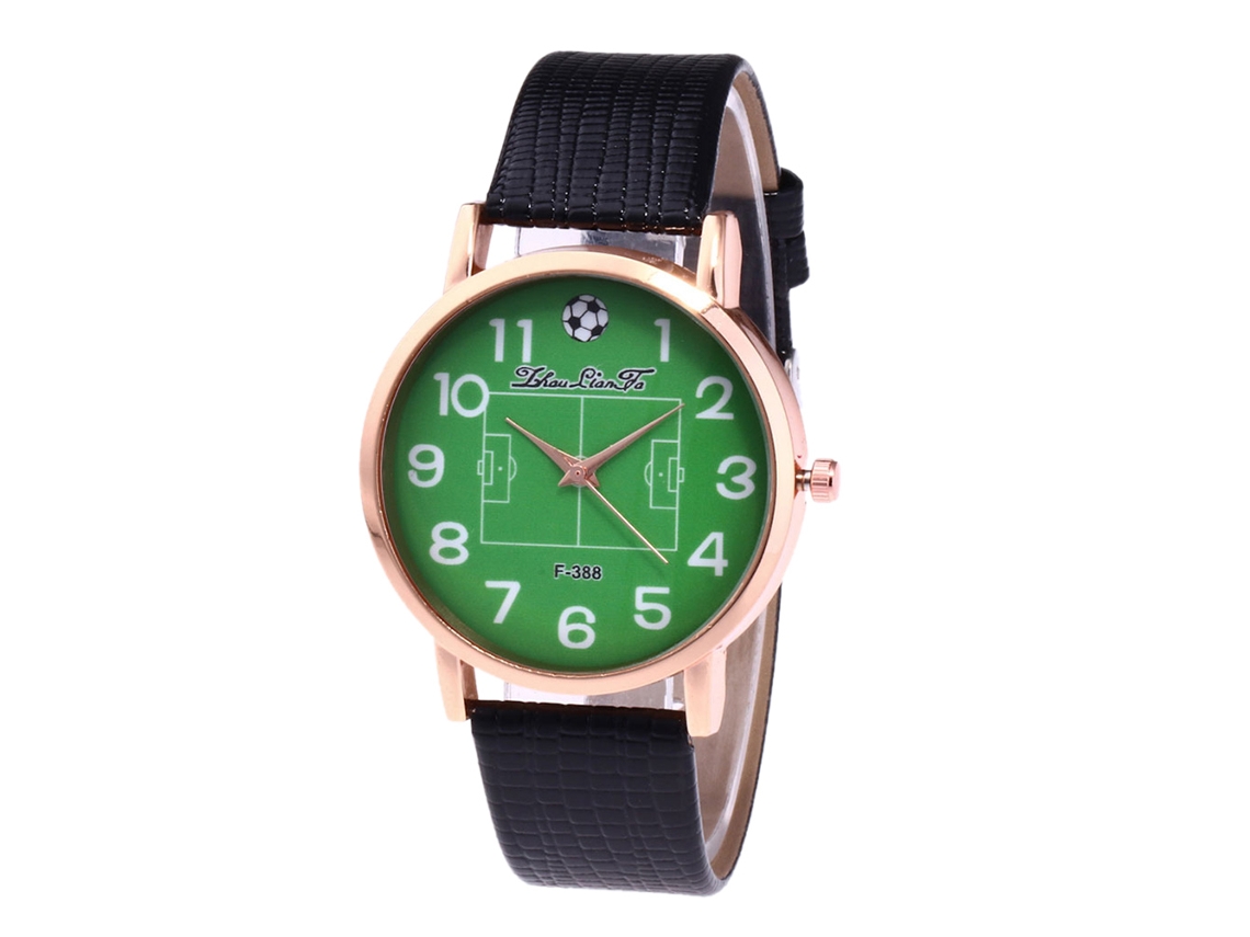 Relógio masculino Zhoulianfa F-388, pulseira de couro com padrão de crocodilo, movimento de quartzo, preto.