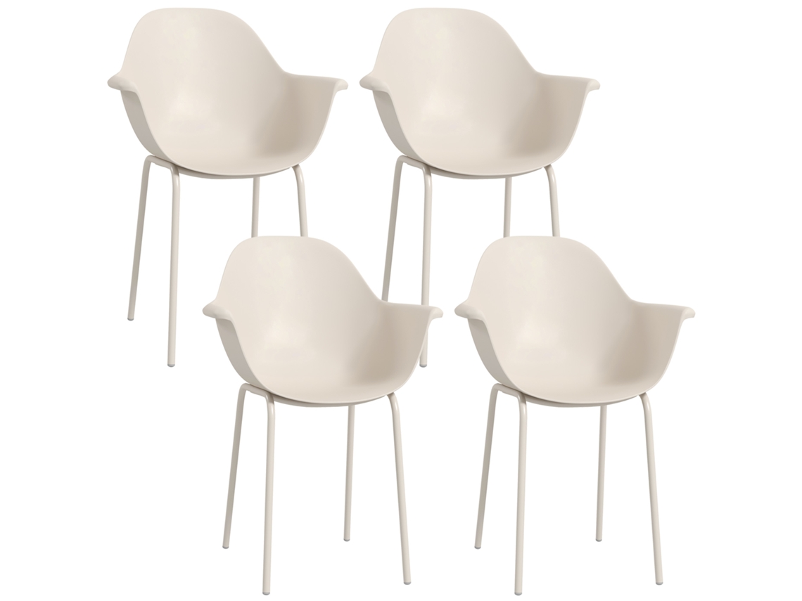 Conjunto De 4 Cadeiras De Jardim Empilháveis Com Encosto E Braços, Cadeiras De Varanda, Cadeira De Jantar Para Jardim Até 120 Kg, Cinza Btforus