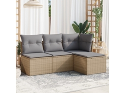 Vidaxl 4 Pcs Conjunto de Sofás para Jardim C/ Almofadões Vime Pe Bege