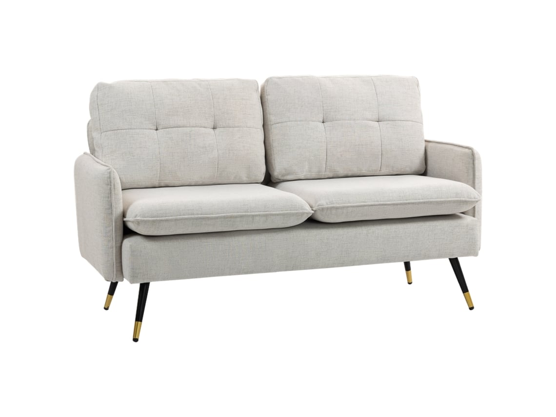 Sofá de 2 Lugares Poliéster Cor Creme Branco 139x68x80 cm Homcom
