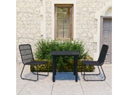 Vidaxl 3 Pcs Conjunto De Jantar Para Exterior Vime Pe E Vidro
