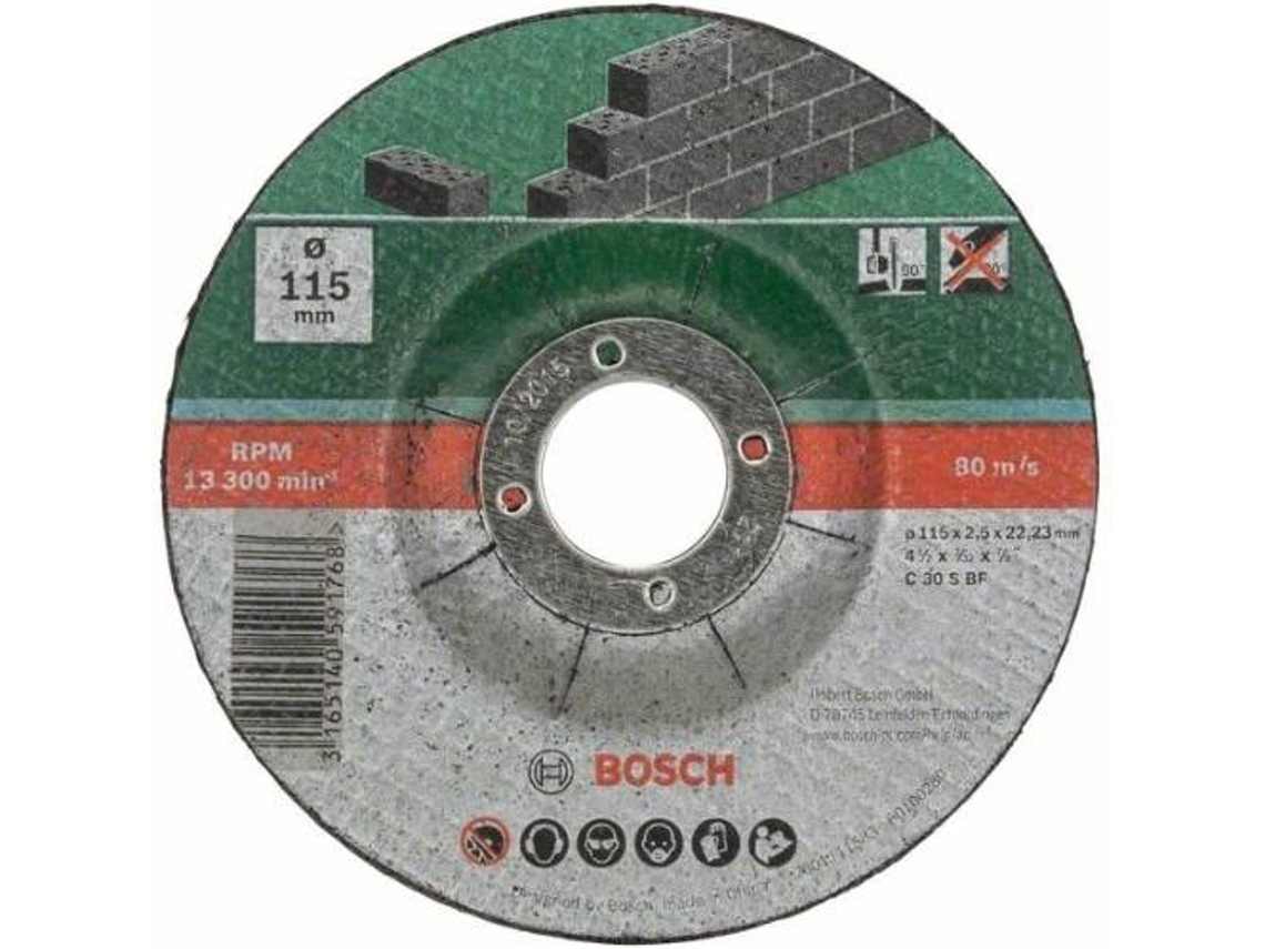 Conjunto de 5 Discos de Corte BOSCH Curvos para Pedra D= 115 mm