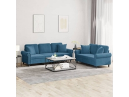 Vidaxl 2 Pcs Conjunto De Sofás Com Almofadas Veludo Azul