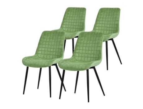 Conjunto de 4 Cadeiras de Jantar Estofadas a Veludo Sálvia ML-DESIGN