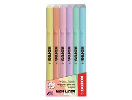 Caneta Marcador KORES Delineador Alto Pastel Caixa com 6