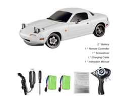 Mali carro de Controle Remoto Drift 2.4ghz com Luzes Led, Bateria Recarregável, Branco, Presente para Crianças