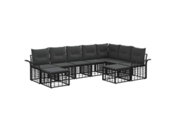 Maison Exclusive - Conjunto De Sofás Para Exterior 9 Unid. Preto E Cinza Escuro