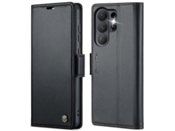 Capa Para Samsung Galaxy S26 Ultra 5g De Couro Com Fecho Borboleta Textura De Lichia E Proteção Rfid Antirroubo Preta