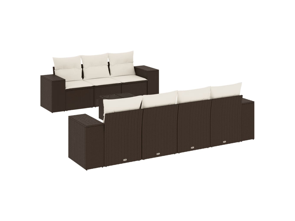 Maison Exclusive - 8 Pcs Conjunto Sofás De Jardim C/ Almofadões Vime Pe Castanho