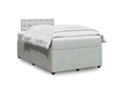 Vidaxl Cama Boxspring Com Colchão 120x190 Cm Veludo Cinzento-claro