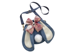 Bolsa Transversal com Orelhas de Coelho, Tecido Oxford, Menina, Verão, Laço, Azul Fofa S/MARCA