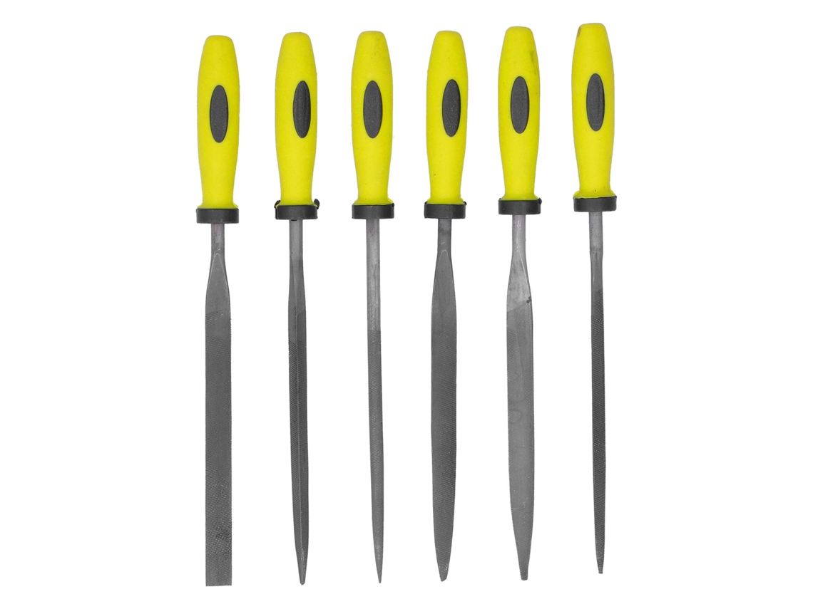 6 Piezas Set De Lijadoras Pequeñas De Acero Con Rodamiento: Puntas, Cuadradas, Redondas, Triangulares Y Planas Para Pulido Manual Sil-1115